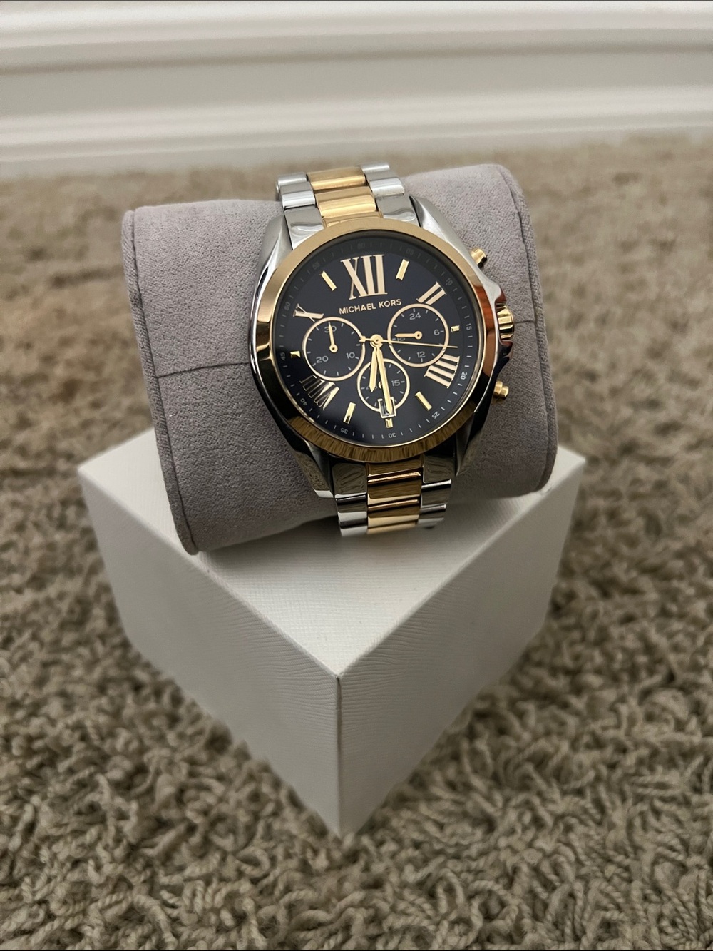 Michael Kors Two-Tone Gold & Silver Men’s Chronograph Watch with Black Dial
